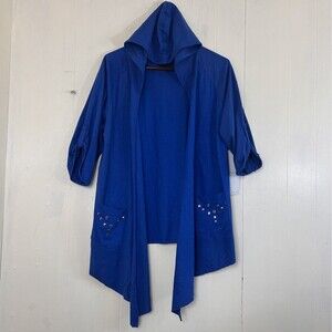Onque Casual Clothes Cardigan Size L Royal Blue Open Hoodie Cardigan Size Large